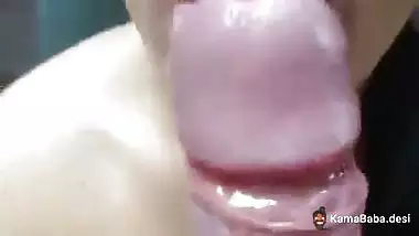 Nude Indian girl gives a handjob and swallows cum