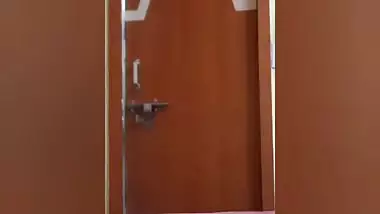 Mom naked in bathroom comes out to take bucket