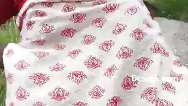 Indian girl showing boobs in park