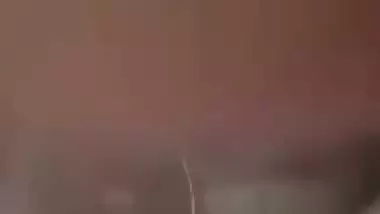 Horny girlfriend with dildo masturbating on video call