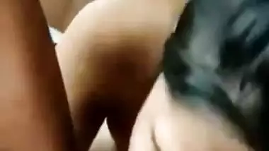 Small boobs girlfriend gives blowjob and sucks balls