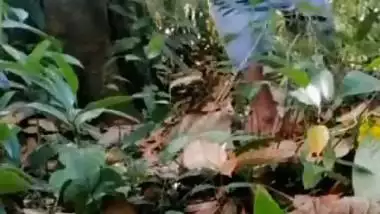 Guy enjoys GF’s pussy under a tree in Indian outdoor sex